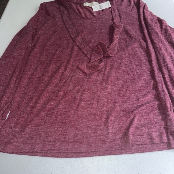 LOFT Tops - NWT LOFT Ann Taylor V Neck Tie Flowy Shirt Maroon Magenta Career XL